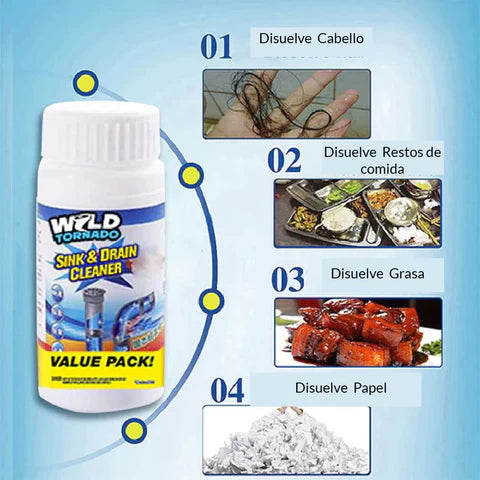WildTornado® Destapa Cañerias Tornado en Polvo